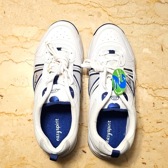 NWT Easy Spirit Mens Backfielder Spirit Level 2 White Leather/Fabric Sneakers - Picture 3 of 7